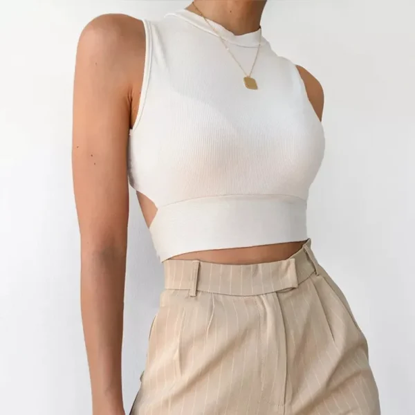 crop top εξώπλατο με δέσιμο στη μέση